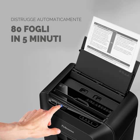 Distruggidocumenti automatico AutoMax 80M - P-4 - 17 L - taglio a microframmenti 4x12 mm Fellowes nero